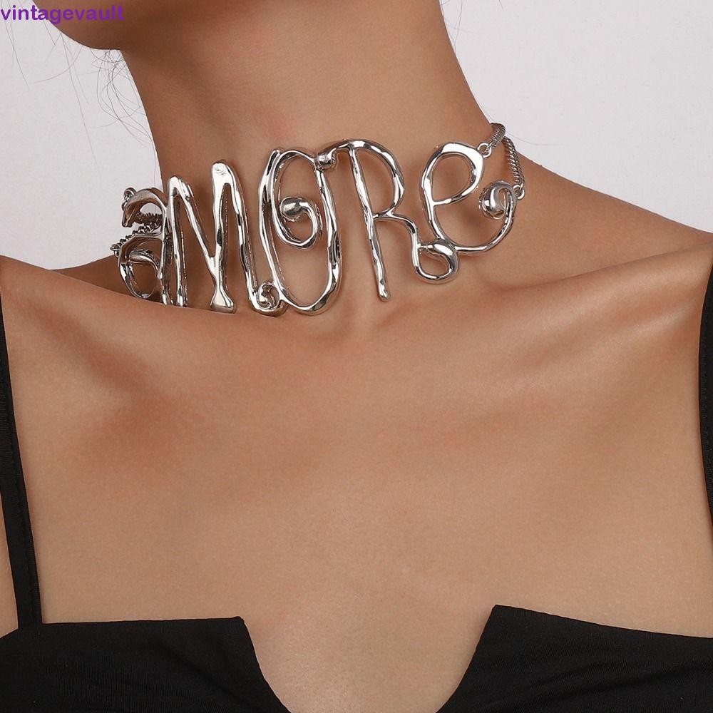 Vintagevault สร้อยคอสั้นโซ่โลหะ, Vintage Hip Hop แฟชั่นสร้อยคอChoker, Advanced Sense Gold/Silver Shiny ยุ้ย Collarbone Chain ของขวัญ