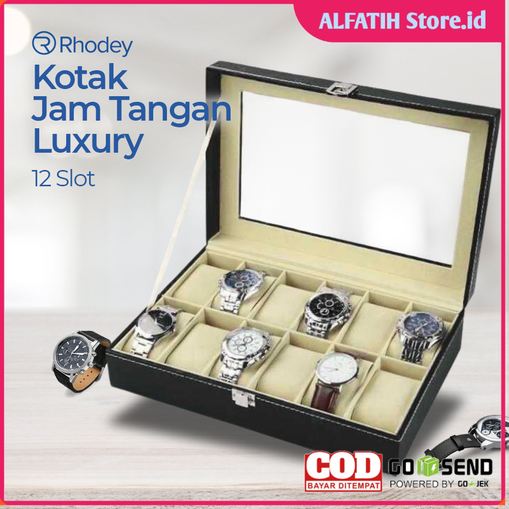 Rhodey Luxury 12-Slot Watch Storage Organizer - Z-0003 - OMWS4EBK