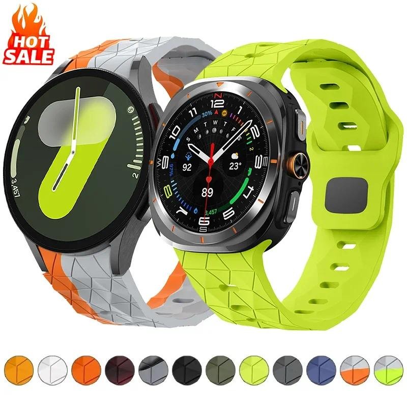 สายซิลิโคนสําหรับเล่นกีฬาสําหรับ Samsung Galaxy Watch 7 Ultra 47 มม.7 6 5 4 40/44 มม.สร้อยข้อมือสําหรับนาฬิกา 6 4Classic 43/47 มม.5Pro 45 มม.