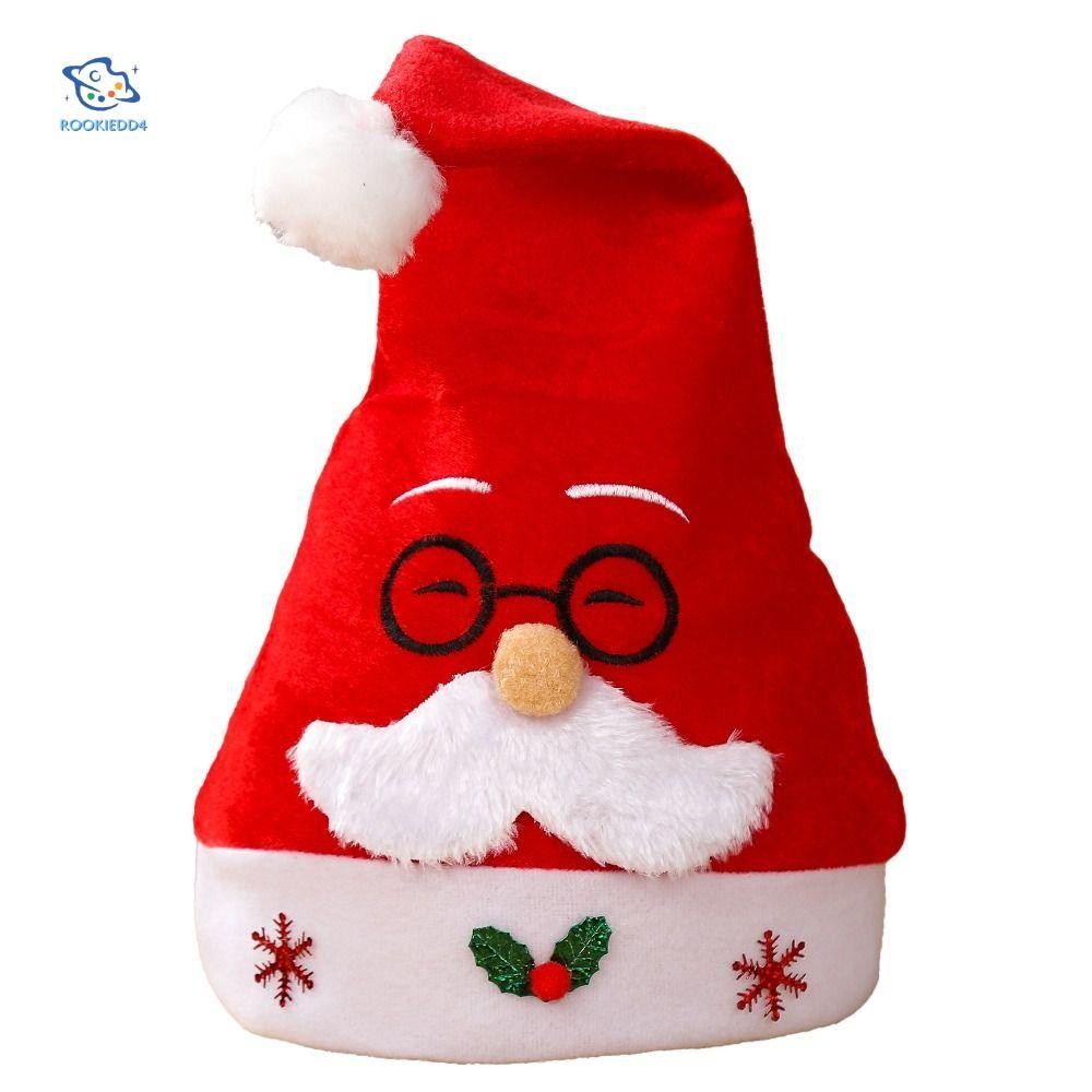 Rookiedd4 หมวกคริสต์มาส, โพลีเอสเตอร์ Plush Reindeer Antlers หมวก, Creative Snowman Santa Claus Elk Santa Snowman หมวก Xmas ของขวัญ