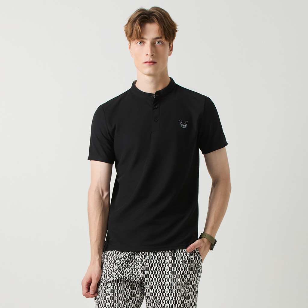 ESP เสื้อโปโลคอจีน เฟรนช์ชี่ ผู้ชาย สีดำ | Frenchie Polo Shirt | 03954