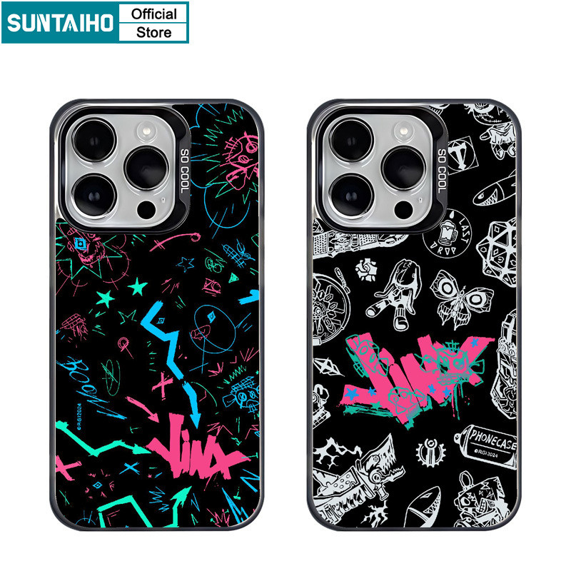 Suntaiho เคสไอโฟน แฟชั่นที่ไม่ซ้ํากัน Graffiti รูปแบบเคสโทรศัพท์สําหรับ Iphone 16 15 14 13 12 11 Pro Max TPU ซิลิคอนนุ่มพรีเมี่ยมกันกระแทกปกหลัง