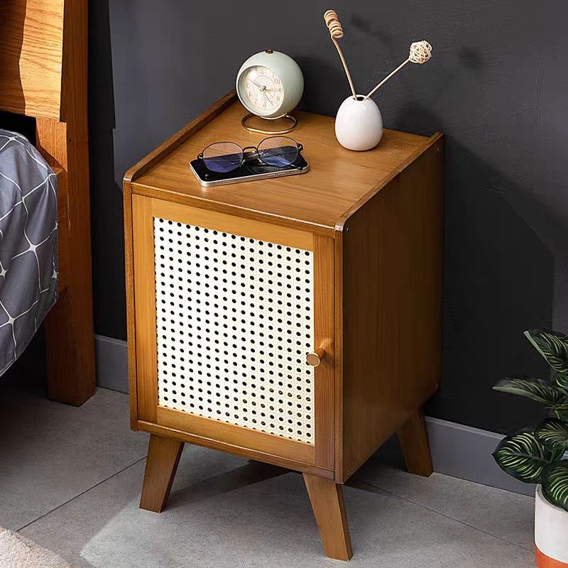 🌟 โต๊ะข้างเตียง 🌟 กล่องเก็บของห้องนอนแบบเรียบง่ายไม้เนื้อแข็ง  ชั้นวางของไม้ ตู้เก็บของ ตู้มินิ ตู้เก็บของหวาย