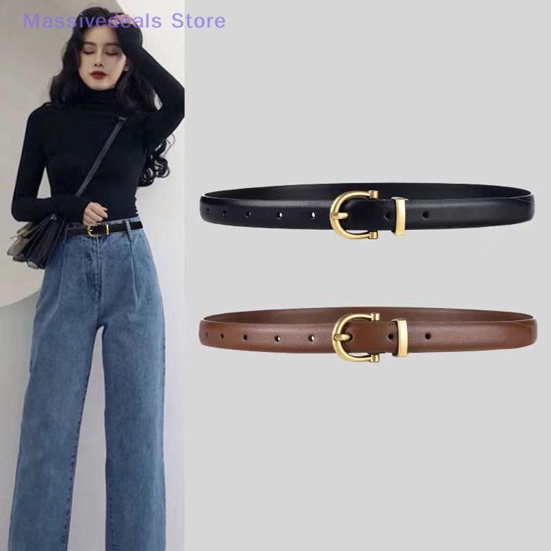 Massivedeals Designer เข็มขัดผู้หญิงหนัง PU หญิงแฟชั่นเข็มขัดโลหะหัวเข็มขัดเข็มขัดคุณภาพสูงแนวโน้มเข็มขัดใหม่