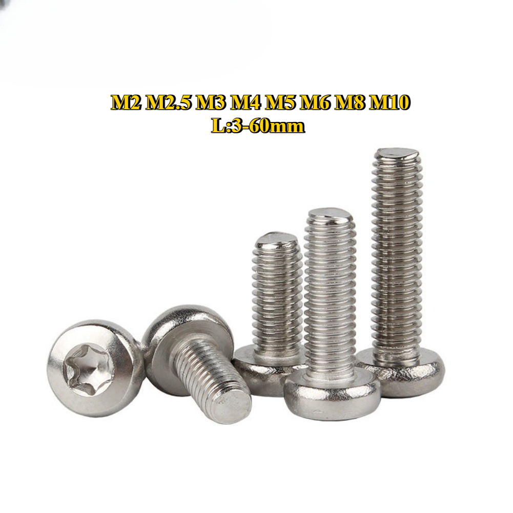 น็อต สกรู หัวจมกลม ดาว ท็อกซ์ แกนเดือย สแตนเลส 304 M2M2.5M3M4M5M6M8M10 Button Head Pin-Torx