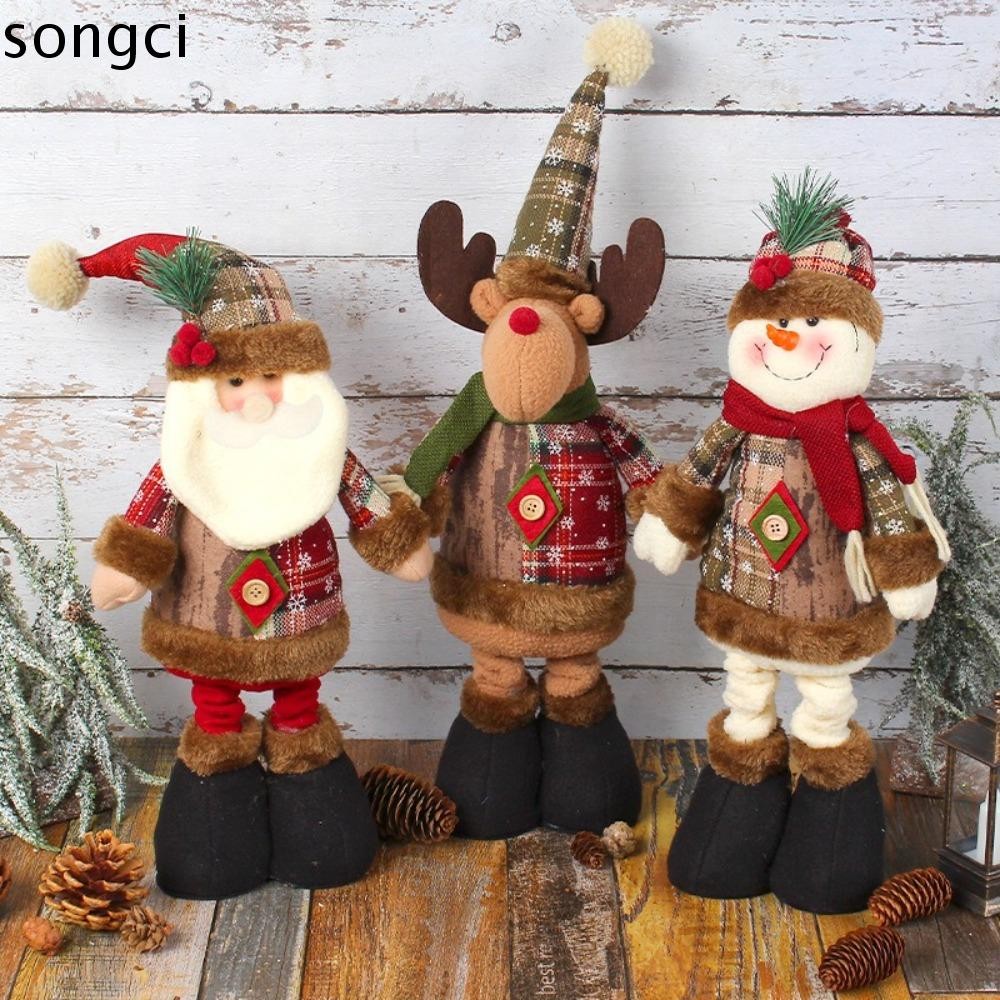 Songci ตุ๊กตาคริสต์มาส, ขายาว Santa Clause เครื่องประดับต้นคริสต์มาส, Kawaii Snowman-Reindeer Fireplace ตกแต่ง Mall Props ตุ๊กตาตุ๊กตาเด็ก