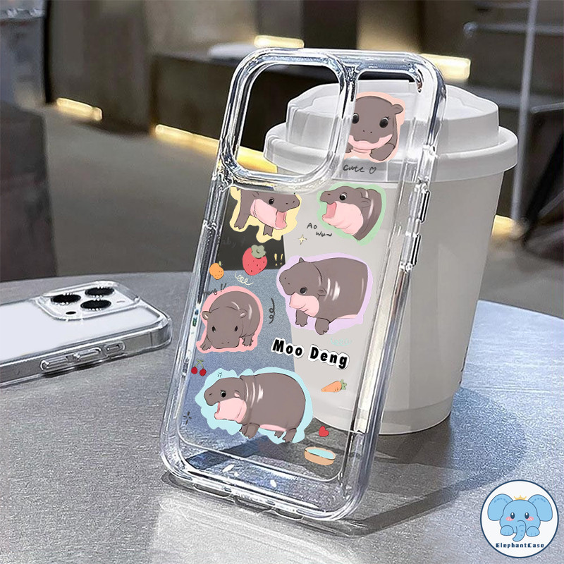 ฮิปโปการ์ตูนน่ารัก Moo Deng เข้ากันได้เคสไอโฟน 11 13 15 14 12 Pro Max 11 12 Pro 15 8 7 14 Plus XR X XS Max SE 2020 เคส
