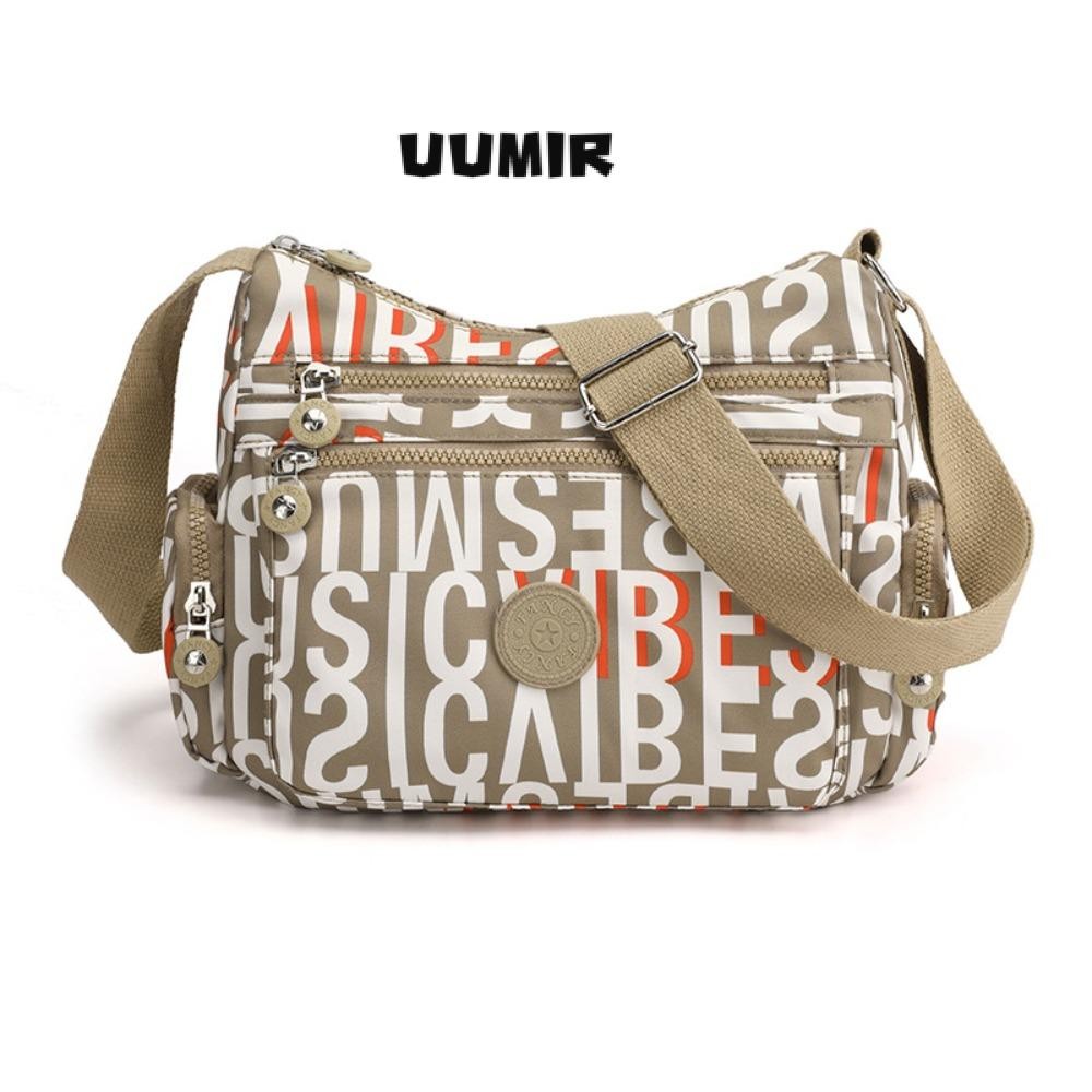 Uumir กระเป๋าสะพายไหล่,กระเป๋า CrossBody ไนลอนหลายชั้น,กระเป๋าสะพายกันน้ําพิมพ์ลายสุภาพสตรี