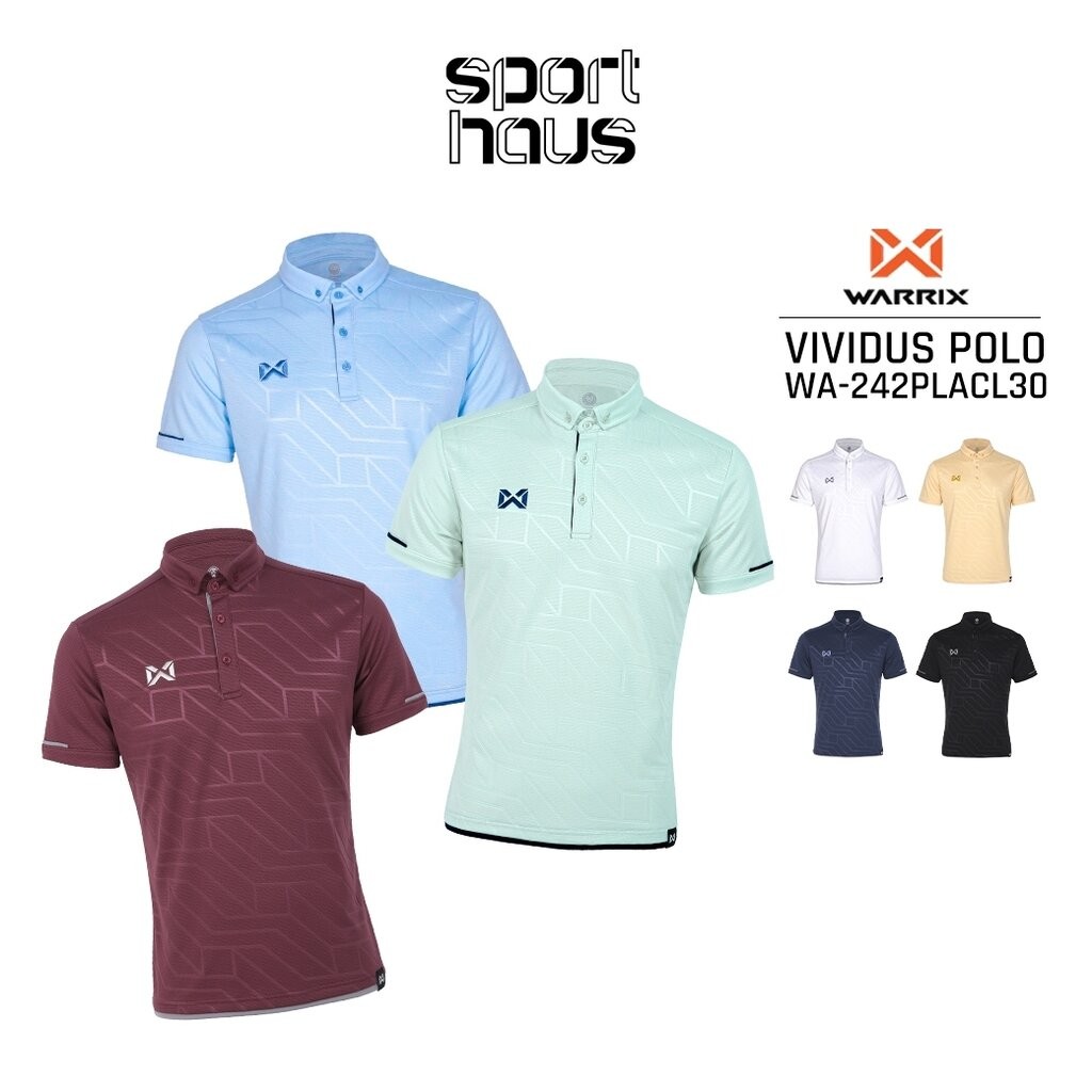 Warrix เสื้อโปโลวาริกซ์ วอริกซ์ Vividus แขนสั้น คอปก ใส่สบายไม่ต้องรีด WA-242PLACL30 ดำ/กรมท่า/ฟ้า/ขาว/เหลือง/เขียวอ่อน