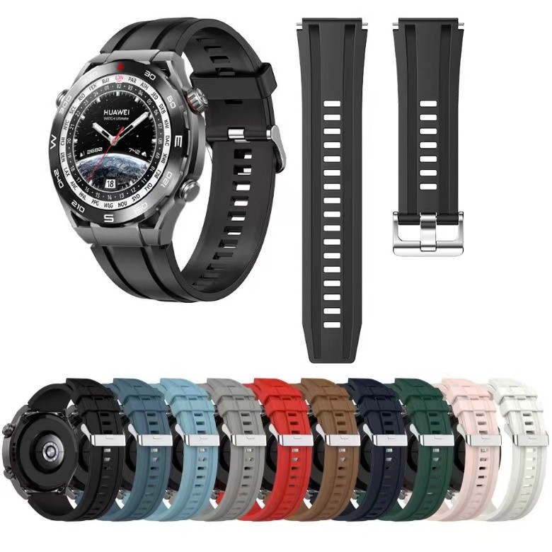 สายนาฬิกาHuawei watch GT5/GT2/GT2e/GT3/GT4/ Gt3e Ultimateล็อคเงินชิลิโคนsmart watchสายนาฬิกา22mm
