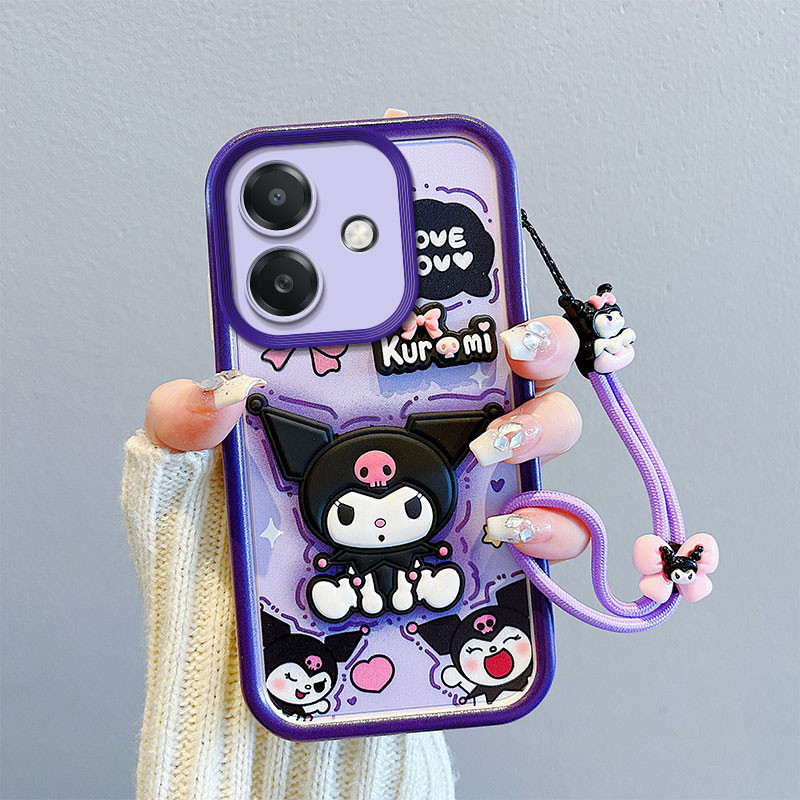 อะนิเมะ Kuromi สําหรับ OPPO A3 A3x A60 A38 A18 A17 A17K A16 A16K A15 A15s A58 A78 A79 A57 A77 A77s A57e Pro 5G ซิลิโคนนุ่มกล้อง