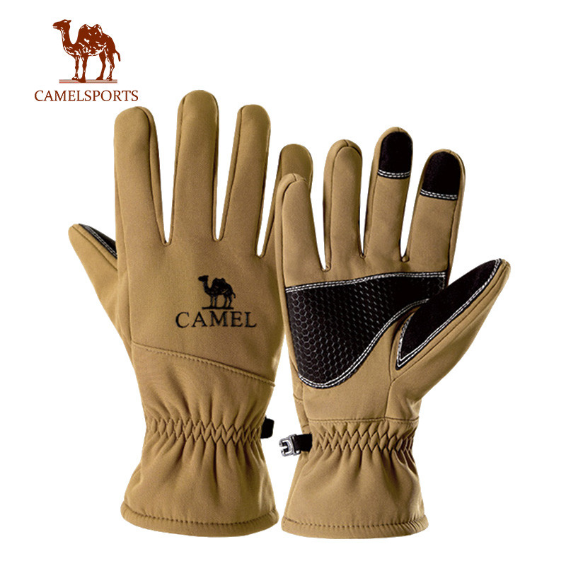 CAMEL SPORTS ถุงมือสกีขี่จักรยานกลางแจ้งผู้ชายฤดูหนาวเย็นและกันลม Plus กํามะหยี่หน้าจอสัมผัสผู้หญิงกีฬา Mountaineering