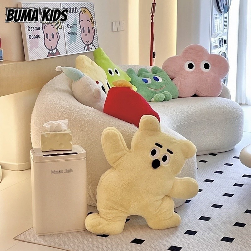 Buma KIDS ins ลมแมวโยนหมอนตุ๊กตาหมีตุ๊กตาน่ารักดอกไม้สีชมพูโซฟาหมอนห้องนอน