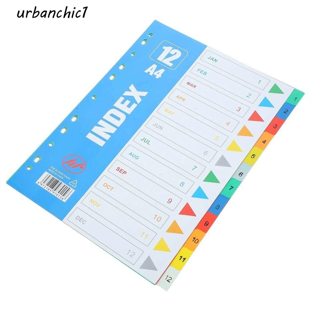 Urbanchic ดัชนีแยกหน้า, 5/10/12/20/31Pages ตัวเลขหลวมใบ Dividers, Binder Tabs A4 ขนาดสีวัสดุ PP Binder Dividers โน้ตบุ๊ค