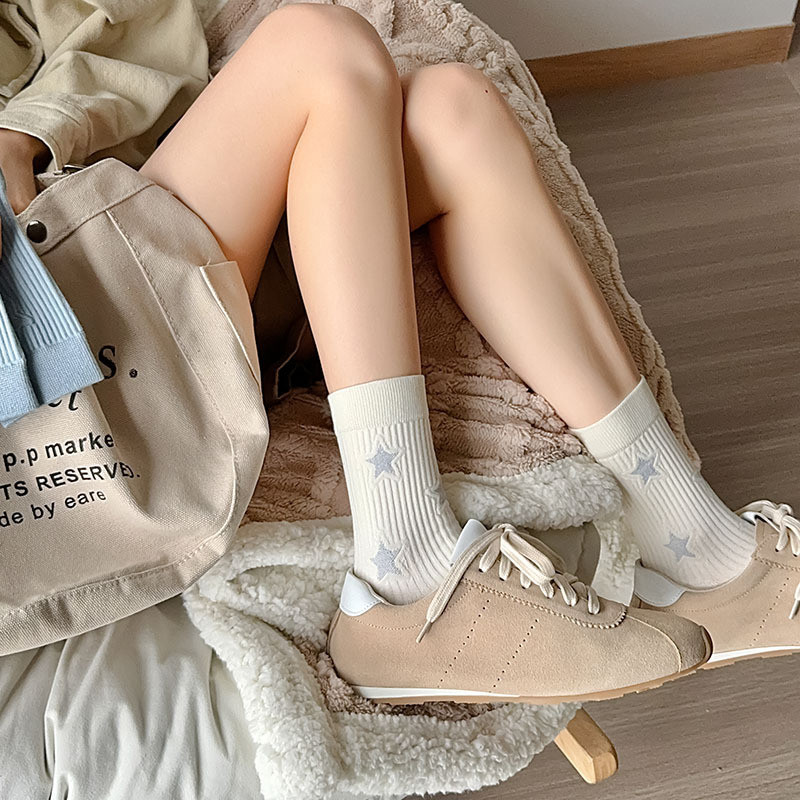 2024 ฤดูใบไม้ร่วงฤดูหนาวสไตล์ใหม่แฟชั่น Preppy สไตล์กลางหลอดยุโรปอเมริกันแนวโน้ม Street Star Influencer ถุงเท้า - รูปที่ 7