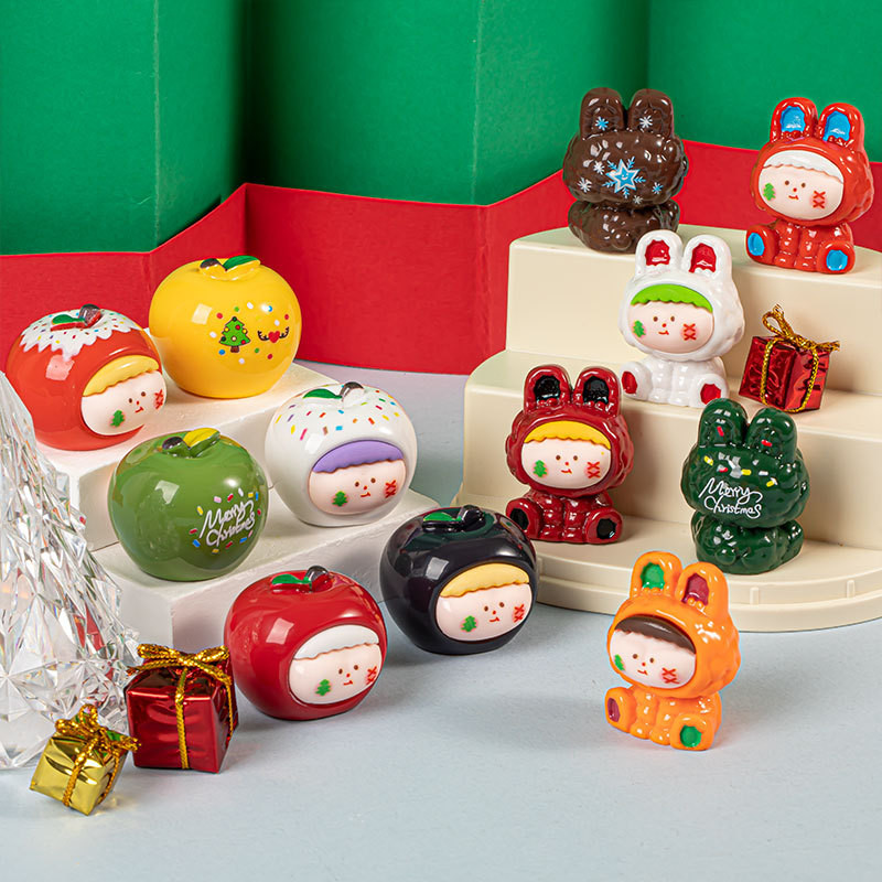 12 ชิ้นสีทึบคริสต์มาส Apple Bunny 3D เรซิ่น Charms สําหรับ DIY (Z-6)