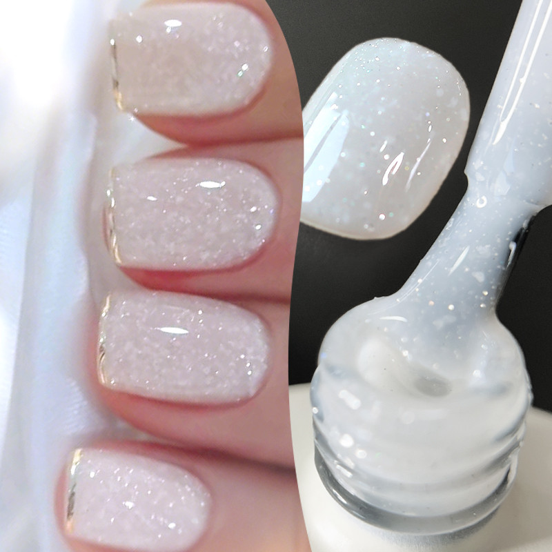 BORN PRETTY Snowflake Sequins เล็บเจลสีขาว Snowlight Glitter Effect สะท้อนแสง UV เจลเล็บเคลือบเงา Salon Home DIY 10ml