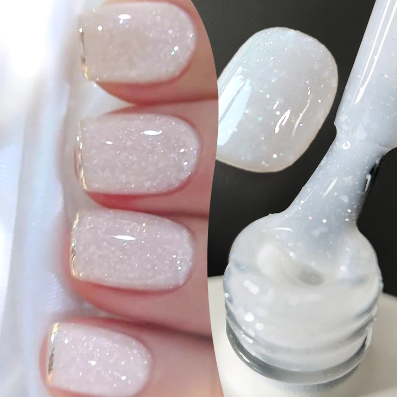 【Local】BORN PRETTY Snowflake Sequins เล็บเจลสีขาว Snowlight Glitter Effect สะท้อนแสง UV เจลเล็บเคลือบเงา Salon Home DIY 10ml