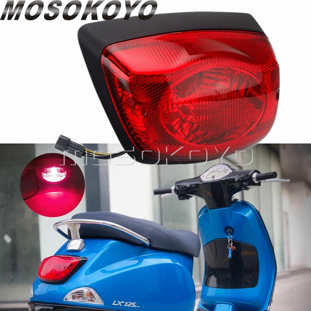 Gรถจักรยานยนต์ด้านหลังไฟท้ายเบรคสกูตเตอร์ไฟท้ายสำหรับ LX LXV 50 125 150 LX S 4T 4V สำหรับการเดินทาง 
