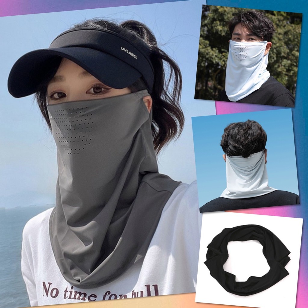 💕 หน้ากาก ผ้าบัฟ กันแดด เกี่ยวหูได้ ผ้าเย็น โม่ง UV โม่งคลุมหัว หมวกโม่ง กันฝุ่น กันร้อน ผ้าเนื้อดี ยืดยุ่น ระบายอากาศ 💕
