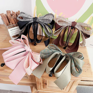 Bow banana clip กิ๊บกล้วย ผ้าทวิส ผ้าริ้บบิ้น ขนาด 11.5cm.การันตรีวัสดุดีมาก งานสวย เก็บผมหนาได้ เก็บผมได้แน่น กิ๊บติดผม