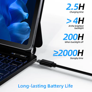GOOJODOQ Portable Keyboard Case for Air4/5/6/7/8 Pro11(2018-25) Gen10 Floating Cantilever การแจ้งเตือนจอแสดงผล LED