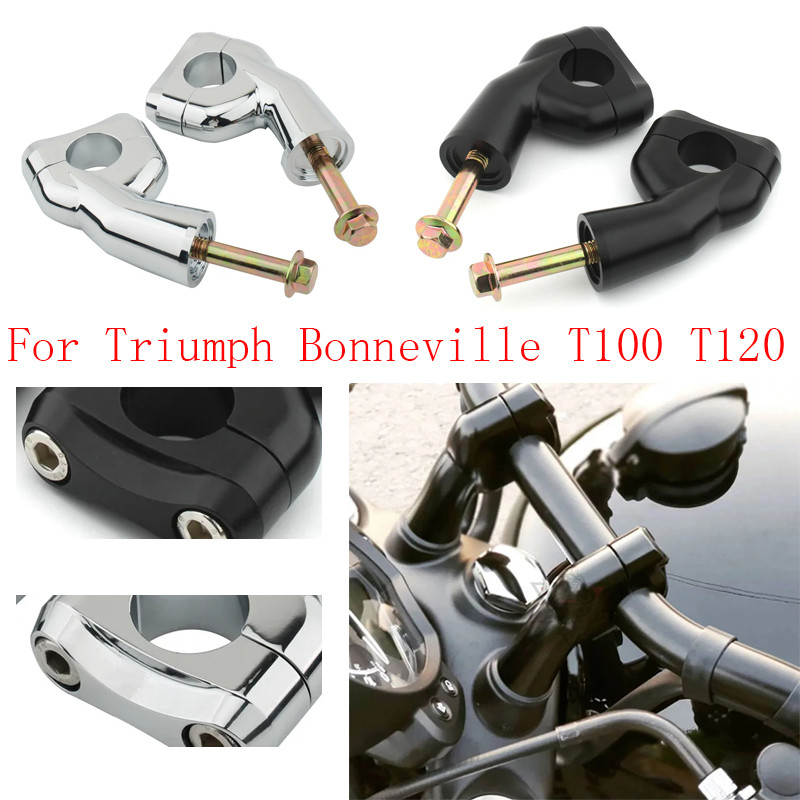 สําหรับ Triumph Bobber T100 T120 อุปกรณ์เสริมรถจักรยานยนต์ Handlebar Bar Riser Clamps อะแดปเตอร์ความเร็ว Twin Black Raise the handle