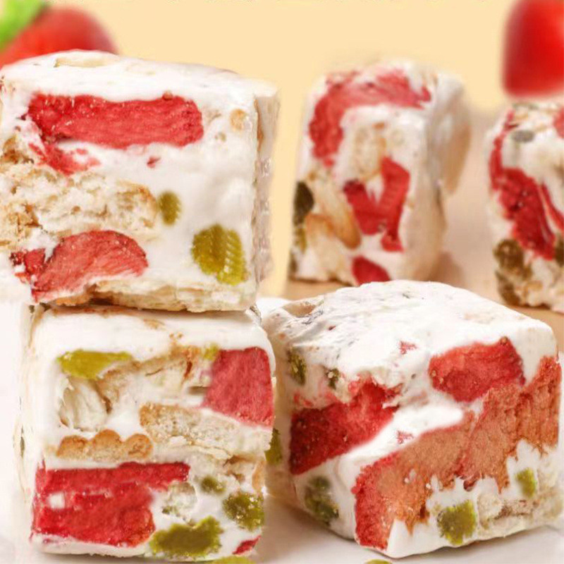 นมแพะสตรอเบอร์รี่ Fu Snowflake Crisp Biscuit Nut Pastry Snack Biscuit Nougat Marshmallow Snack 4.8 L