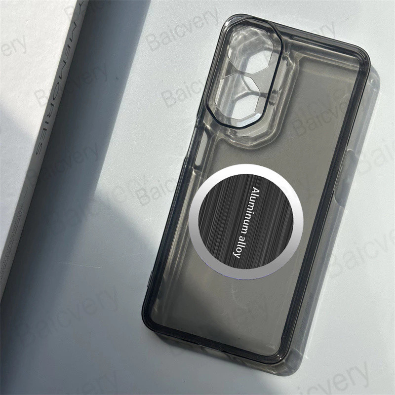 สําหรับ ZTE nubia Neo 2 5G Z2352N พร้อมสติกเกอร์กาวแม่เหล็กโปร่งใสสีดํา Clear ฝาหลัง