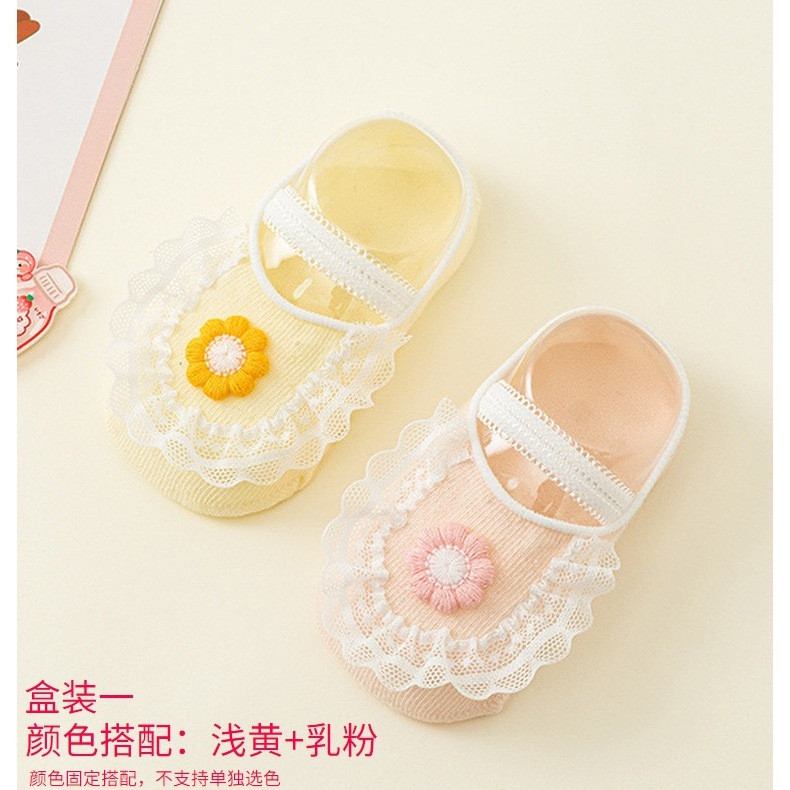 宝宝地板袜船袜女童花边袜子婴儿夏季薄款棉袜防滑儿童新生儿袜套Baby floor socks, boat socks, girls' lace socks, baby20250411