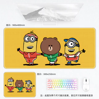 Little Yellow Man แผ่นรองเมาส์แผ่นรองคีย์บอร์ดเกมสํานักงานนักเรียนแผ่นรองเมาส์ยางรองแป้นพิมพ์ขนาดใหญ่หนากันลื่นทนทาน