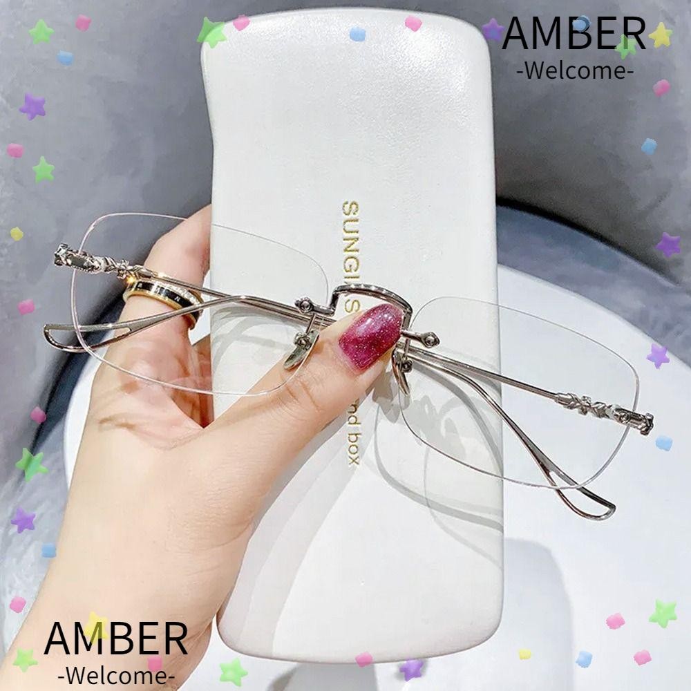 Amber แว่นตาทรงสี่เหลี่ยม, PC Eye Protection Anti-Blue Light แว่นตาอ่านหนังสือ,แบบพกพา Blue Blocking Ultralight สายตายาวแว่นตา Office