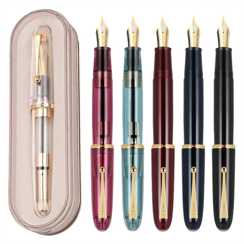 หรูหรา JinHao 9019 Dadao Fountain ปากกาอะคริลิคโปร่งใส Spin ปากกา 40 มม.Nib เครื่องเขียนสํานักงานโรง