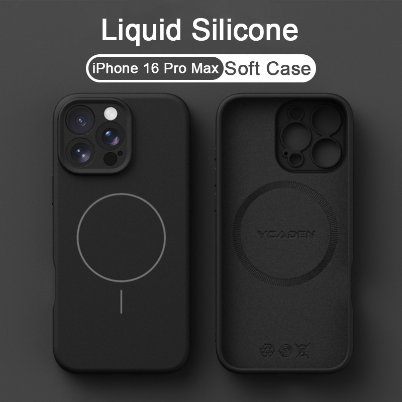 ซิลิโคนเหลวmatte Softเคสโทรศัพท์สําหรับiPhone 11 12 13 14 15 16 Pro Max 14 15 16 Plus X Xs XR Xs Maxสีชมพูแม่เหล็กกันกระแทก - รูปที่ 2