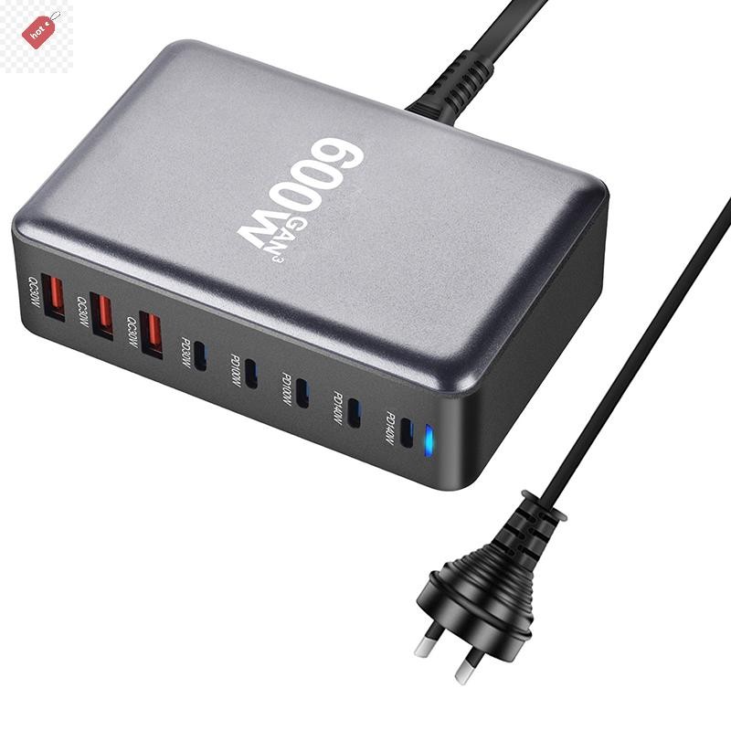 Alik 600W GAN Gallium Nitride USB TypeC Multi-port Desktop Travel Charger Fast Charger สําหรับแล็ปท็