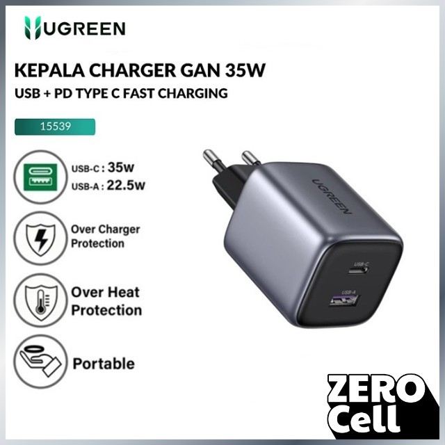 Ugreen Travel Charger Adaptor Nexode Gan Type-C+Usb-A 35W สีเทา 15539 Original Warranty