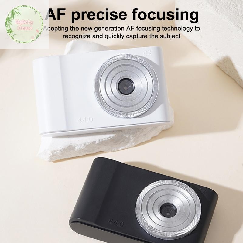 BigBabyHouse 44MP Mini CCD กล้องดิจิตอลพร้อมการ์ดหน่วยความจํา 4K เลนส์คู่ 8X ซูมการเดินทางกล้องสําหรับเด็กหญิงเด็กของขวัญ TH