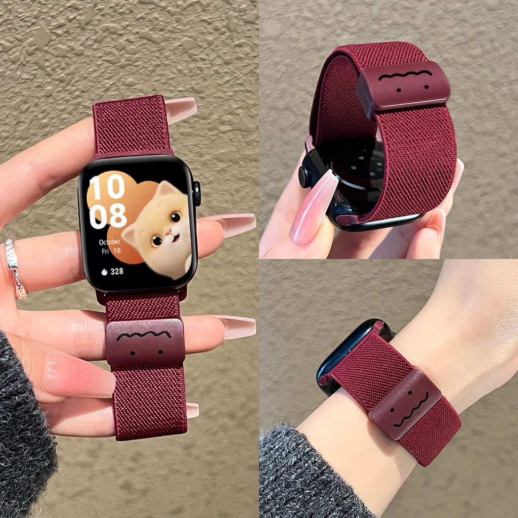 ห่วงแม่เหล็กน่ารักสําหรับ Honor Watch 5 สายนาฬิกาอัจฉริยะ Scrunchie สร้อยข้อมือไนลอนสําหรับ Honor Watch 4 อุปกรณ์เสริมทดแทน