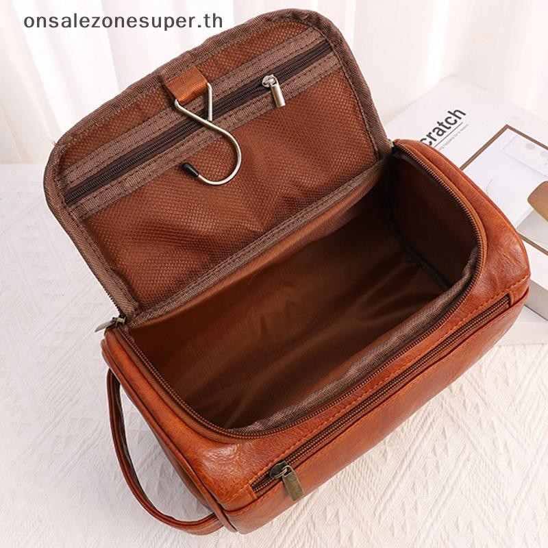 Ons Men Vintage Luxury Toiletry Bag Travel Essential Business Cosmetic Makeup Cases Male Hanging Storage Organizer Wash Bags ที่