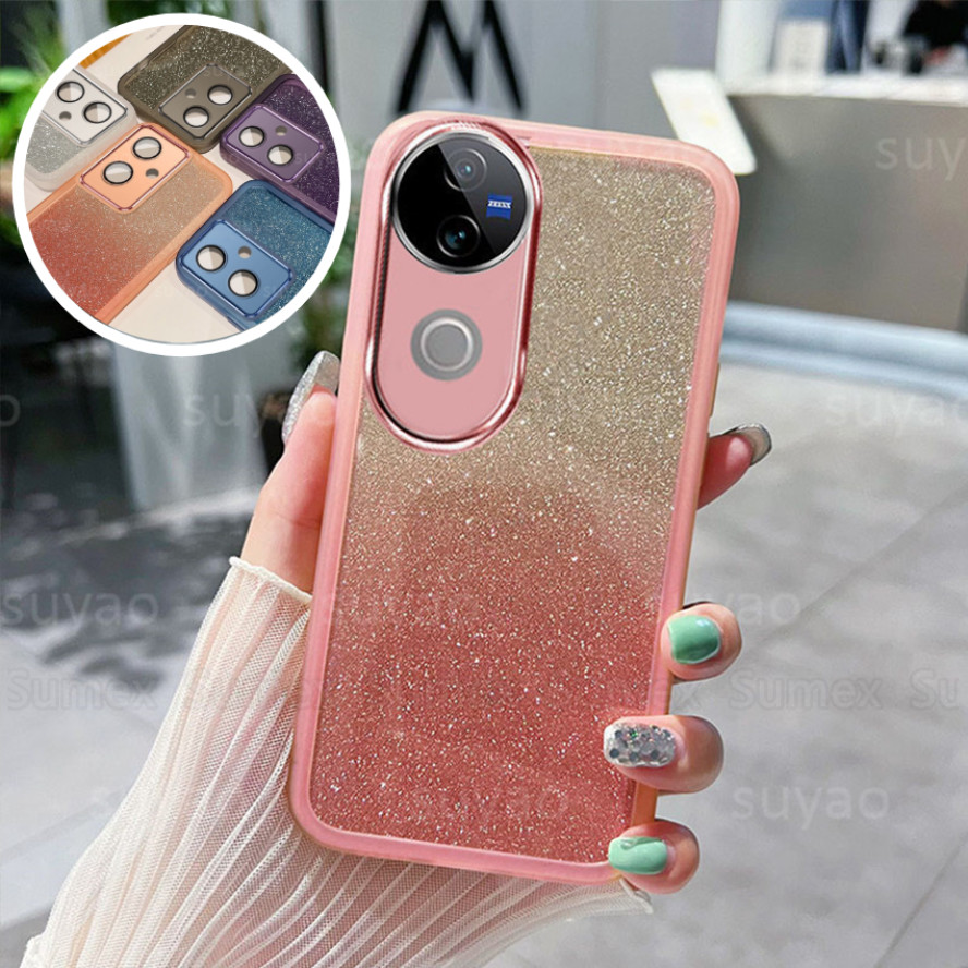 สําหรับVivo V50 5G V2427 2025 สาวน่ารักGlitterหรูหราชุบเคสโทรศัพท์ฝาครอบElectroplateกล้องกันกระแทกSo