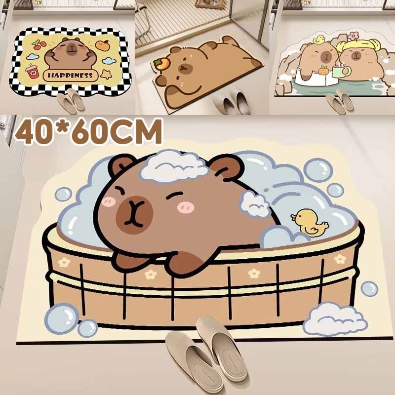 พร้อมส่ง พรม Capybara พรมปูพื้น 40*60CM มีกันลื่น พรมห้องน้ำ ดูดซับน้ำได้ดี ลายน่ารักสุดๆ