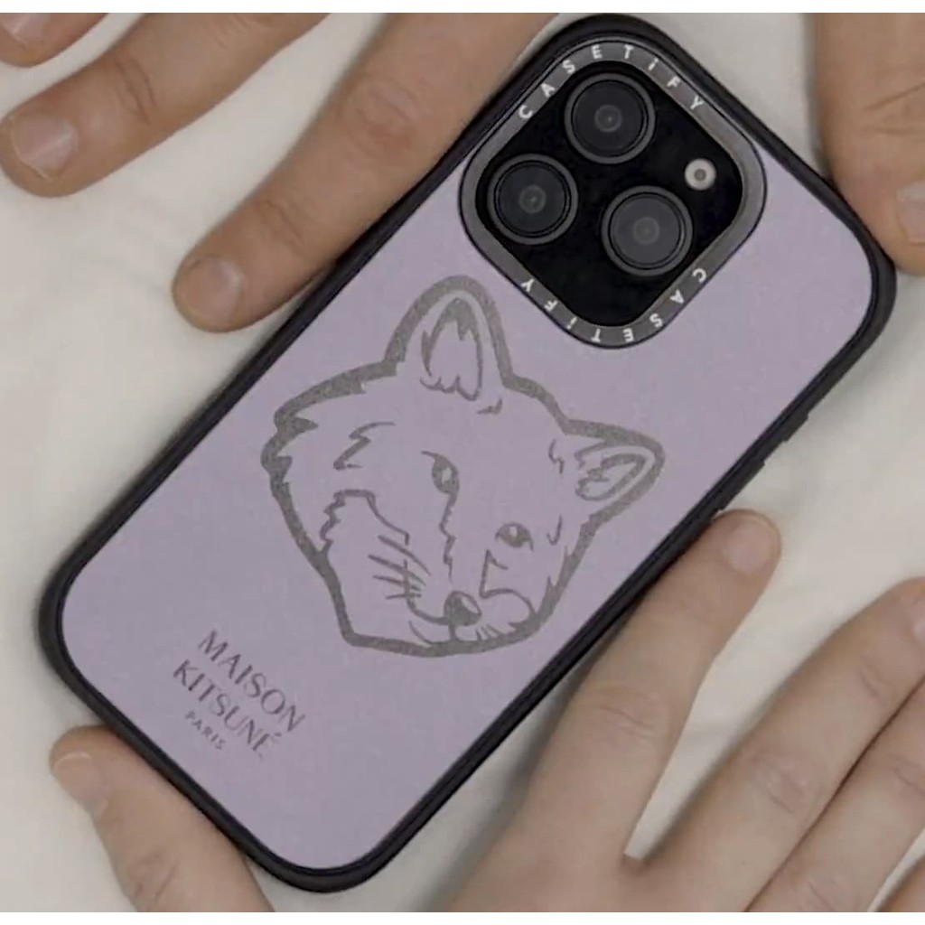 CASETiFY X Maison Kitsuné Bold Fox Head Wisteria Purple Case Matte Black Matte สีม่วง Matte RosePink