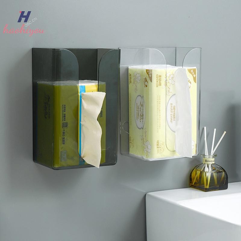 <haohiyou> ห้องน้ําติดผนัง Self-Adhesive กล่องกระดาษทิชชู Multi-Function กระดาษผ้าเช็ดตัวกล่องเก็บกระดาษทิชชูแบบพกพาผู้ถือ