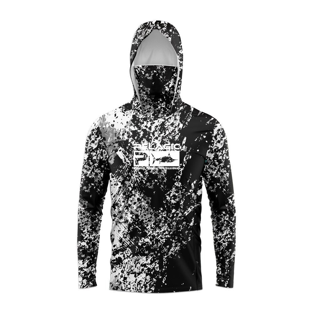 PELAGIC เสื้อผ้ากันแดดตกปลา เสื้อกันแดด, ชุดตกปลาแห้งเร็วผ้าไหมน้ำแข็งแขนยาวมีฮู้ดและหน้ากาก - รูปที่ 7