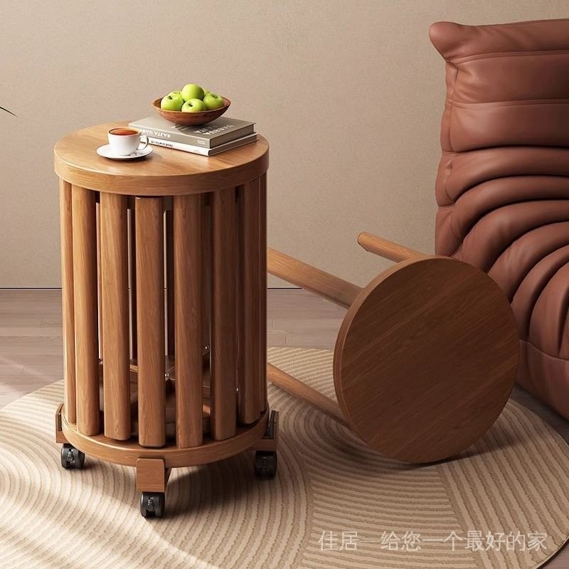 [สี่ซ้อนทับ] ประหยัดพื้นที่สตูลไม้เนื้อแข็งเลียนแบบสามารถวางซ้อนกันได้อุจจาระกลมโต๊ะกาแฟในครัวเรือนท