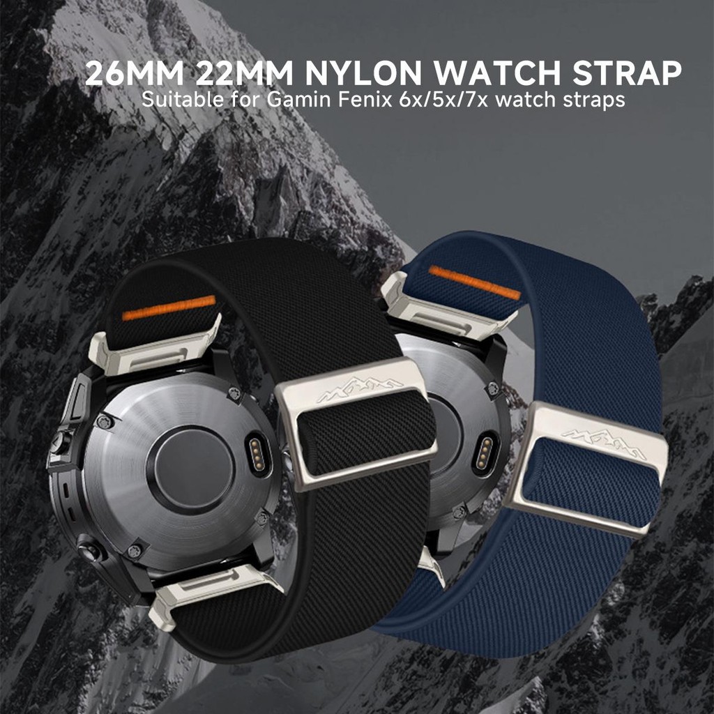 26/22 มม.สายรัดไนลอนยืดหยุ่นสําหรับ Garmin Fenix 8 E Tactix 8 Instest 3 MIP 5X 6X 6 7 7X Pro/Mk2 Mk2i G1/Enduro 2 3 สร้อยข้อมือกีฬาสายนาฬิกา