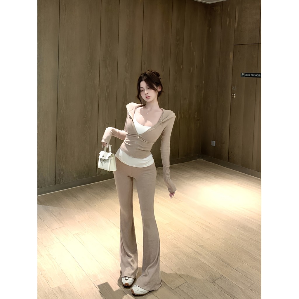 「Nonfatgirl」ชุดOOTD: Hooded Jacket Slim และกางเกงลำลอง