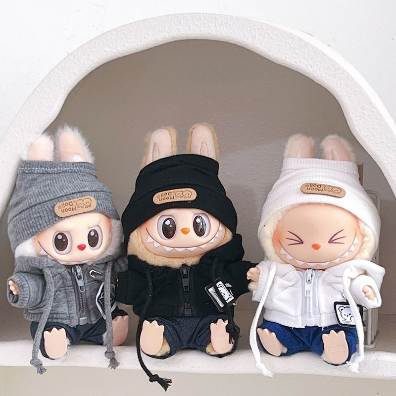Labubu เสื้อผ้าเด็ก cm 12th Generation labu เสื้อผ้านั่งตุ๊กตาไวนิลตุ๊กตาอุปกรณ์เสริม AI