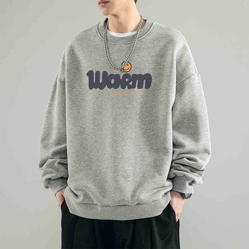 MOLAN เสื้อสเวตเตอร์สวมหัวคอลูกเรือแบบเรียบง่ายผ้าฝ้ายแท้แบบใหม่สําหรับผู้ชาย