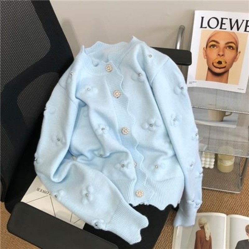 ฤดูใบไม้ผลิฤดูใบไม้ร่วงของผู้หญิงสไตล์เกาหลีเสื้อกันหนาวหลวมสบายๆถักเสื้อสเวตเตอร์ถัก - รูปที่ 5